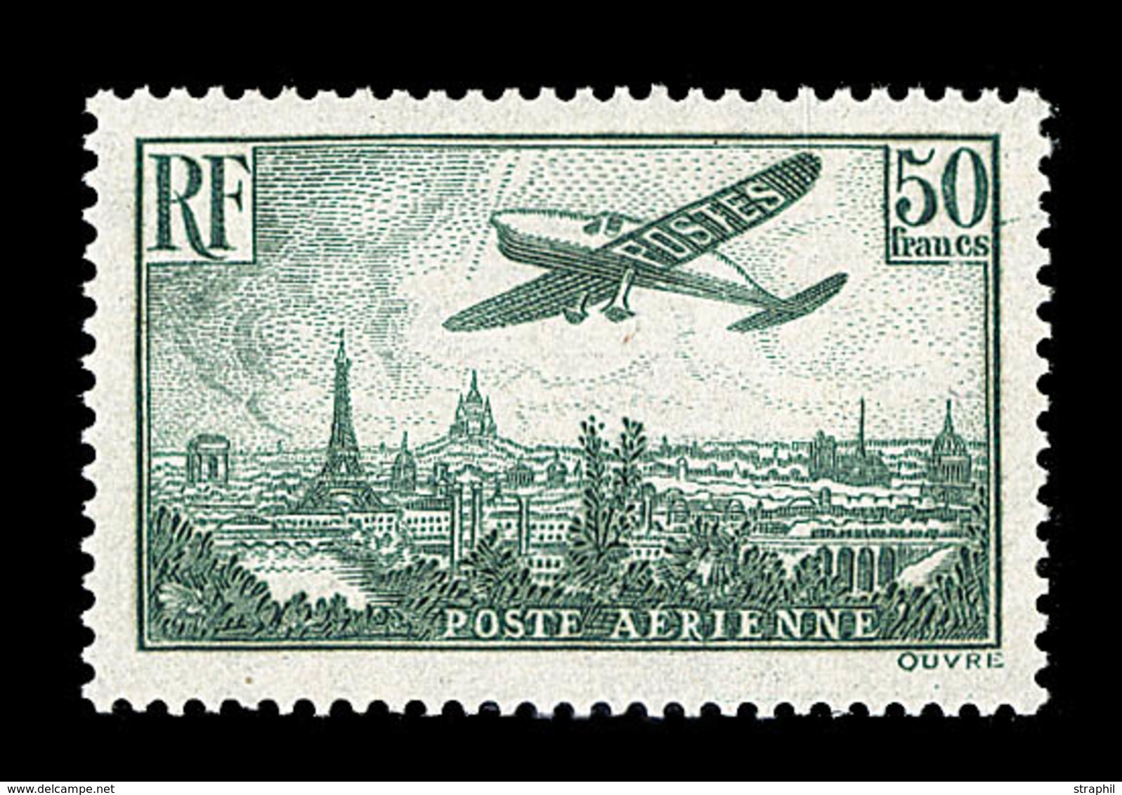 O POSTE AERIENNE - O - N°14b - 50F Vert Foncé - Signé Calves - TB - 1927-1959 Neufs