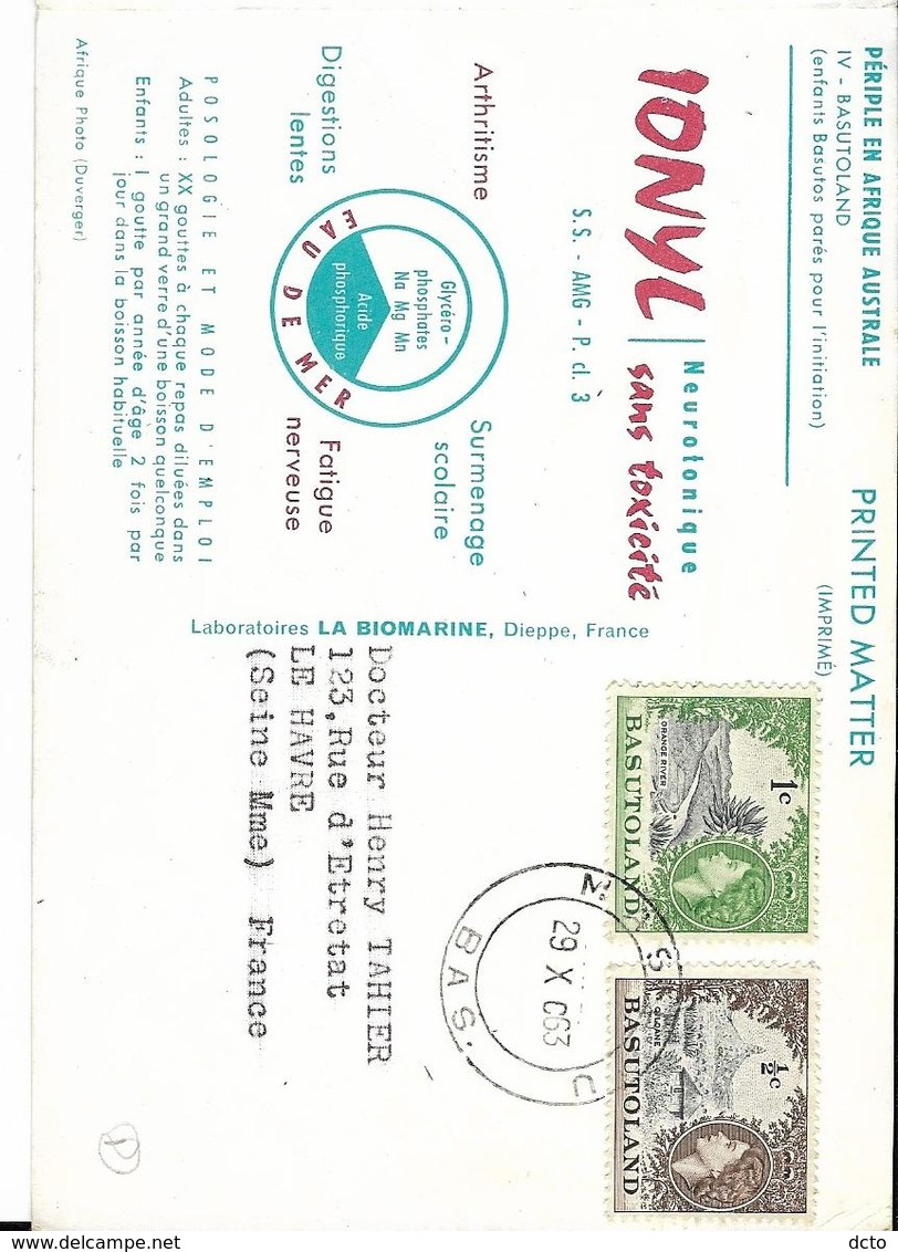 BASUTOLAND Enfants Parés Pour L'initiation Pub Biomarine, Envoie 1963, Avec Timbres - Lesotho