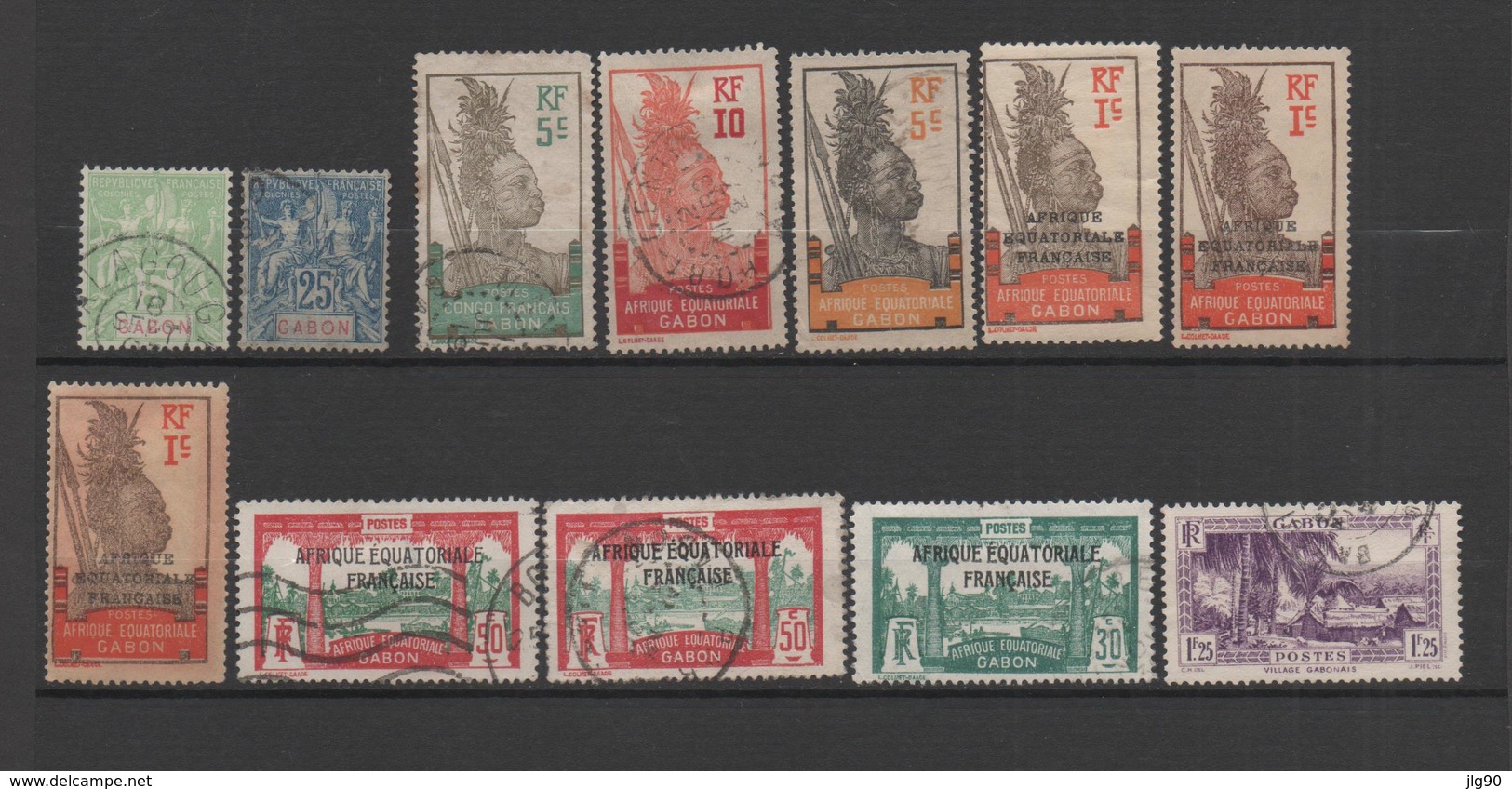 Gabon 12 Timbres 1904-33 (oblitérés Et Neufs Sans Gomme) - Gebraucht