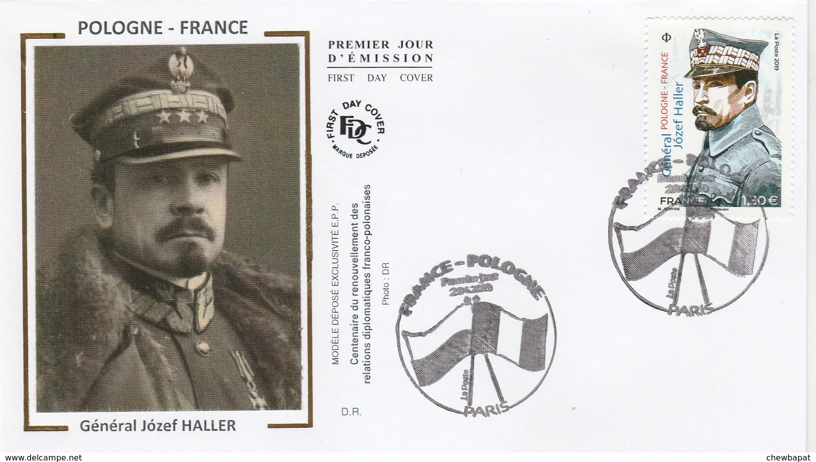 FDC 2019 - Pologne-France - Général Jozef Haller - 1er Jour Le 20.04.2019 à 75 Paris - 2010-2019