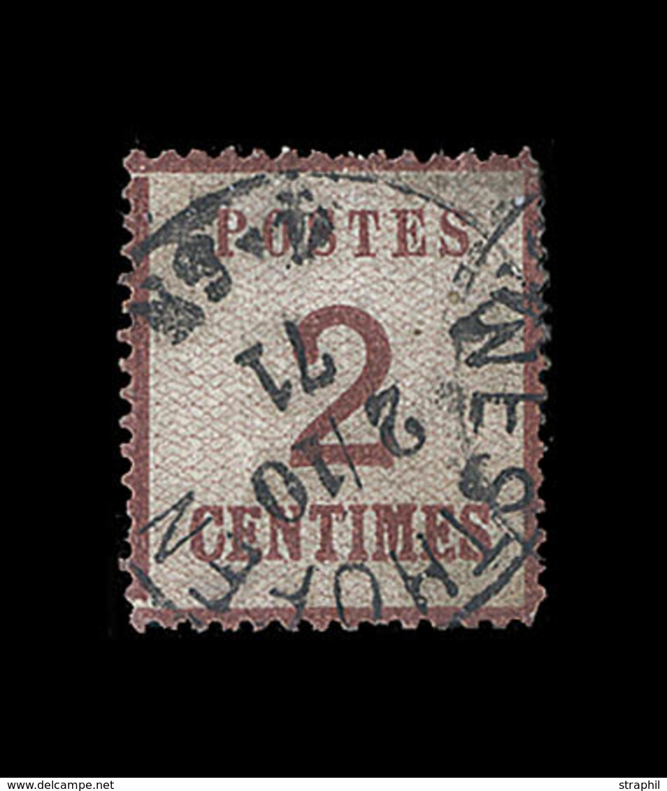 O TIMBRES D'ALSACE LORRAINE (1870-71) - O - N°4b - Burelage Renversé - Signé Brun - TB - Autres & Non Classés