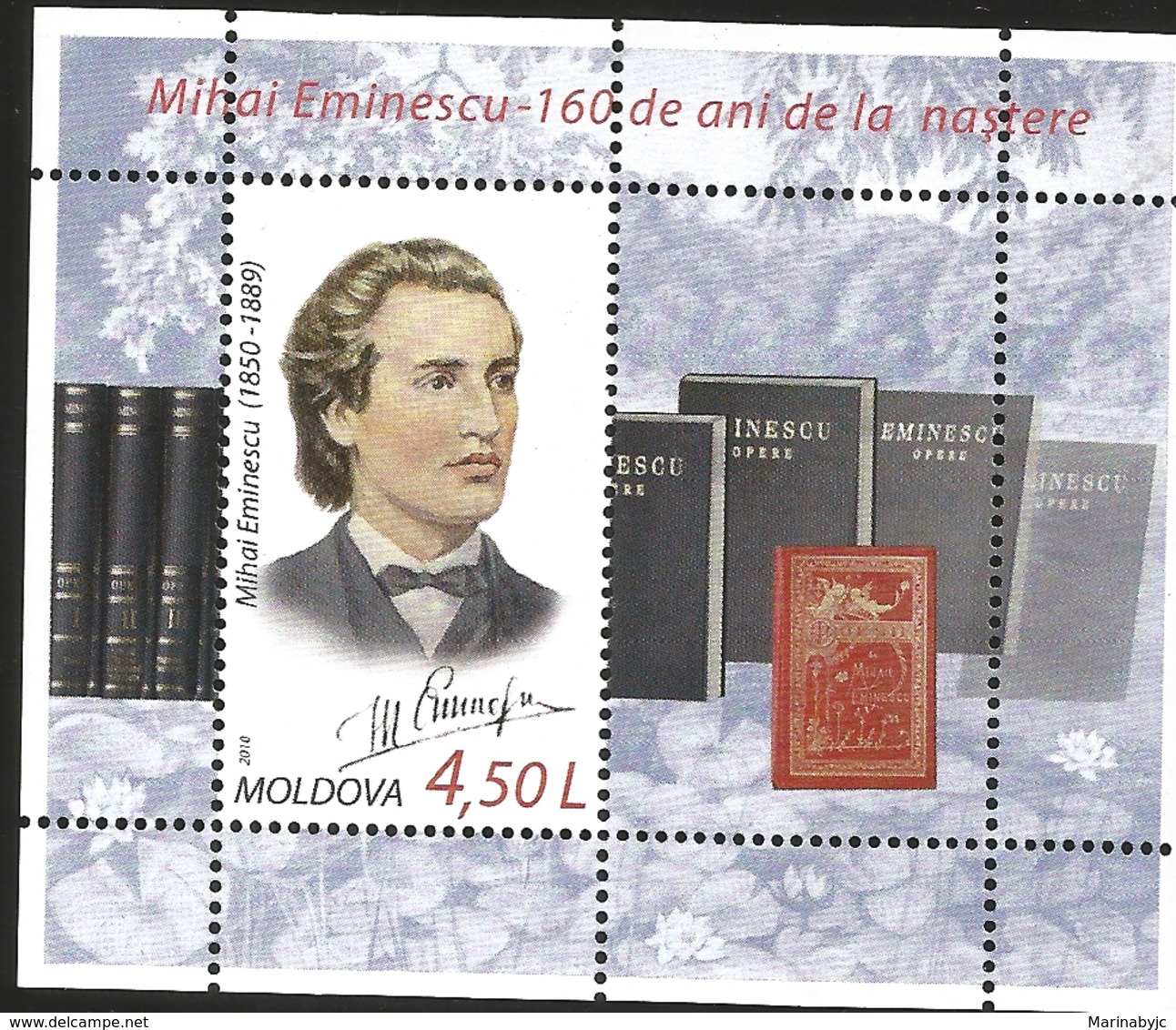 V) 2010 MOLDOVA, FAMOUS PEOPLE, MIHAI EMINESCU, 160 ANNIVERSARY OF NASTERE, MNH - Moldavia