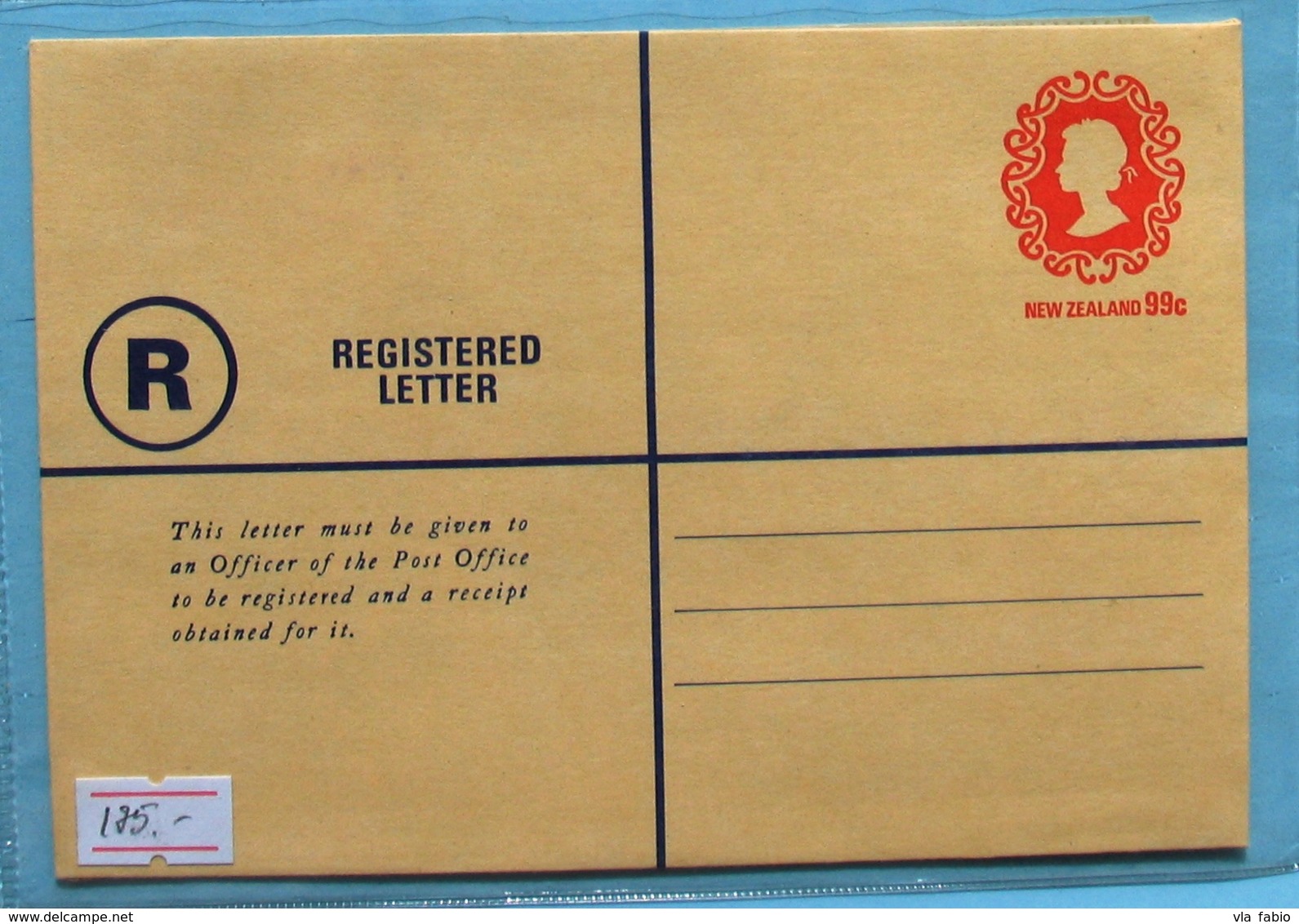 New Zealand Q E II Registered Cover 99 C - Postal Stationery