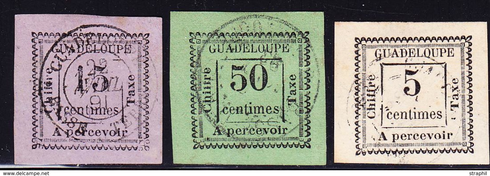 O GUADELOUPE - TIMBRES TAXE - O - N°6, 8, 12 - Les 3 Val. Superbes - TB - Autres & Non Classés