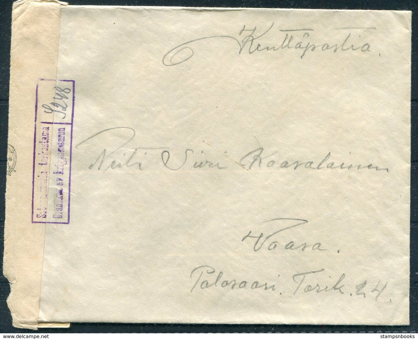 1941 Finland Kenttapostia Censor Cover Vasa - Covers & Documents