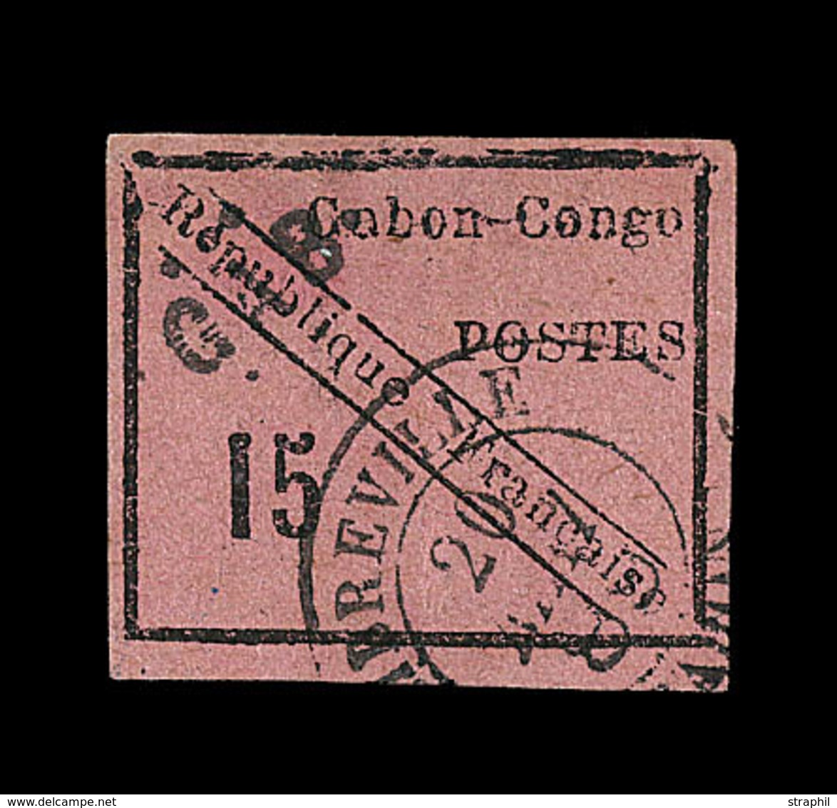 O GABON - O - N°14 - 15c Noir S. Rose - Lég. Pelurage - Autres & Non Classés