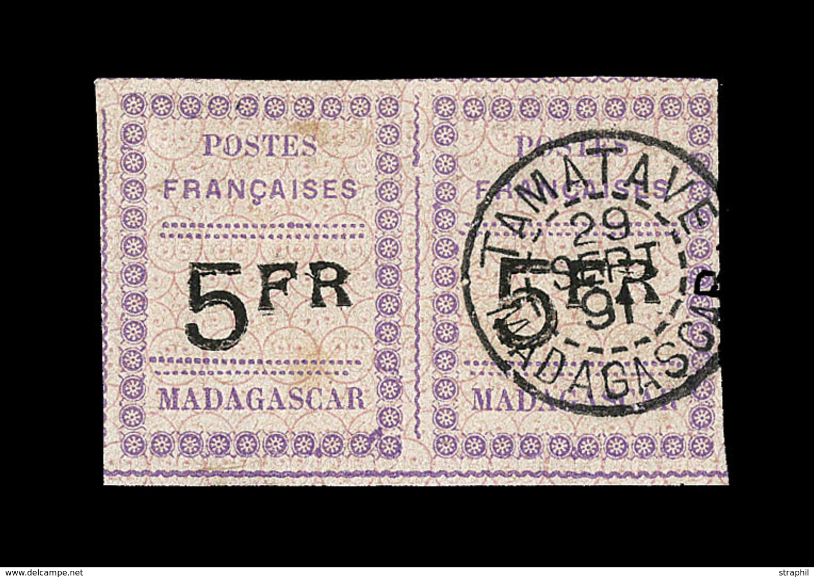 O MADAGASCAR - O - N°13 - 5F Noir Et Violet - Obl. Tamatave - 1/10/91 - Signé Calves - TB - Autres & Non Classés