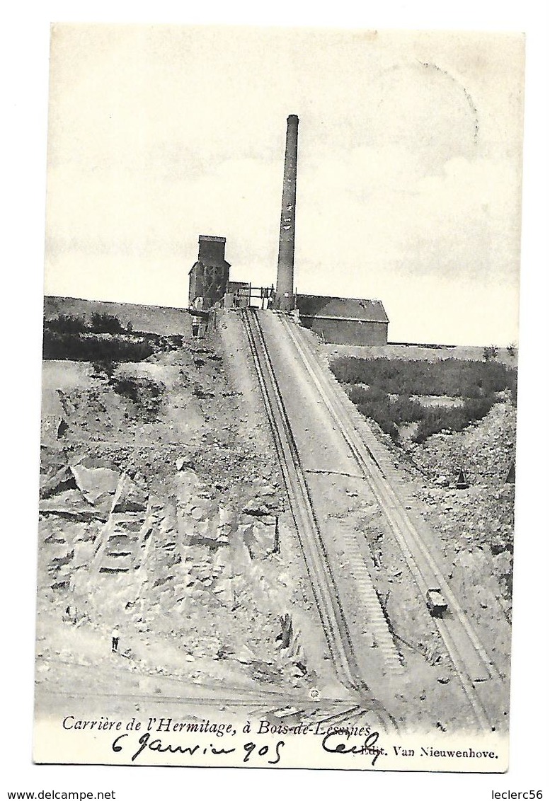CARRIERE DE L'ERMITAGE A BOIS DE LESSINES 1905 CPA 2 SCANS - Mines