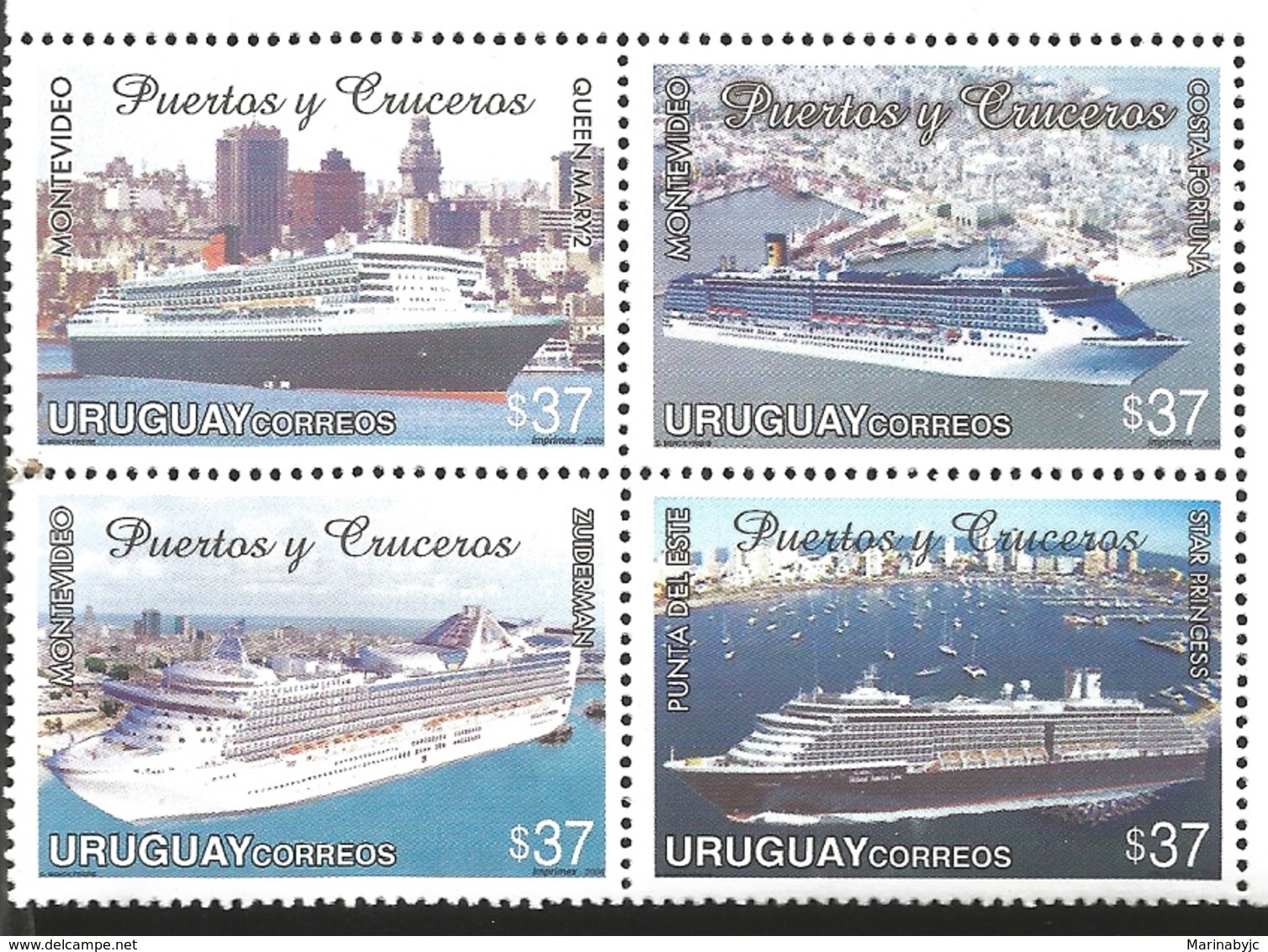 V) 2006 URUGUAY, MARITIME TRANSPORT CRUISE SHIPS AND PORTS, MNH - Uruguay