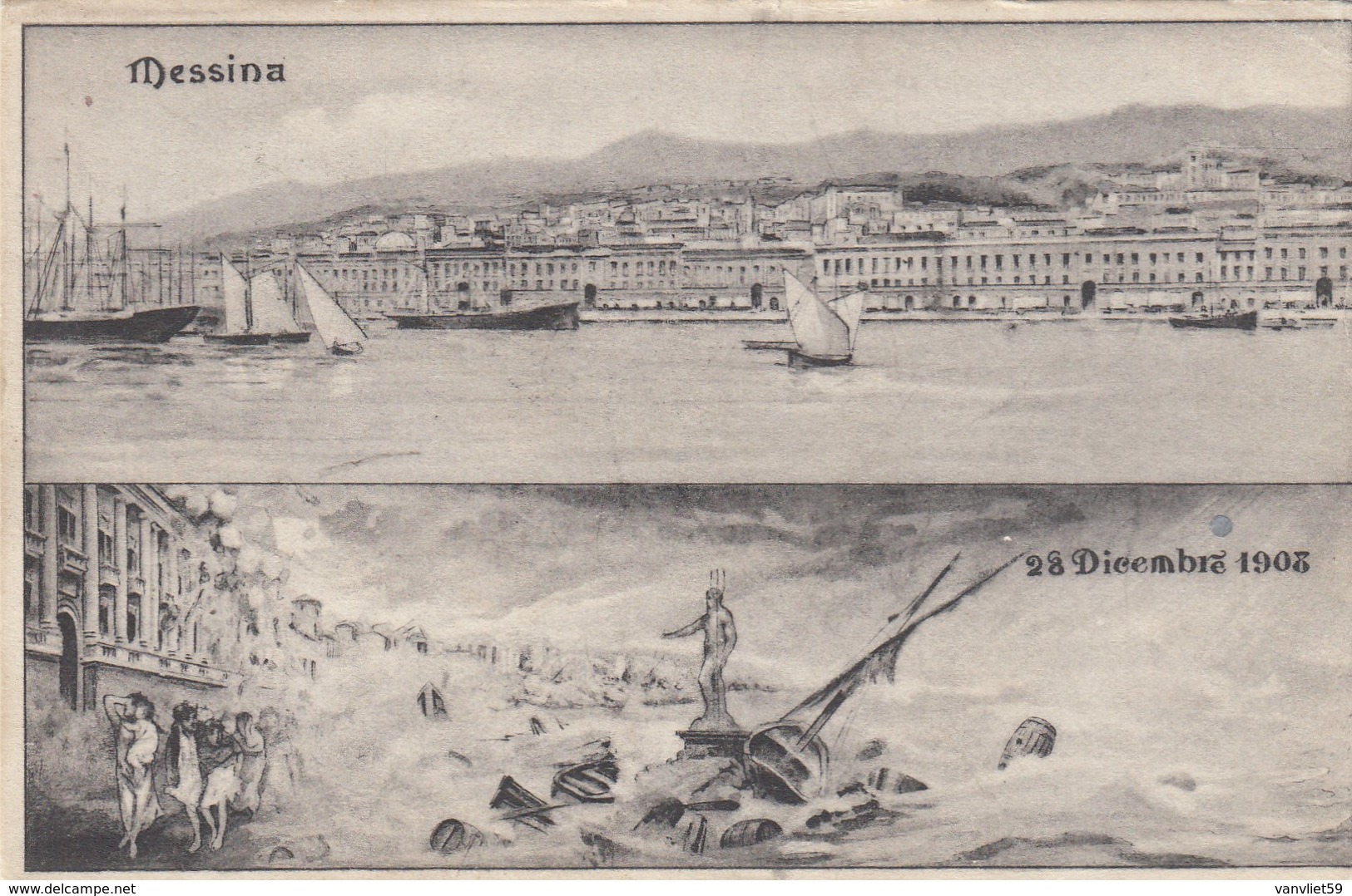 MESSINA-28 DICEMBRE 1908-CARTOLINA VIAGGIATA IL 8-1-1909 - Messina