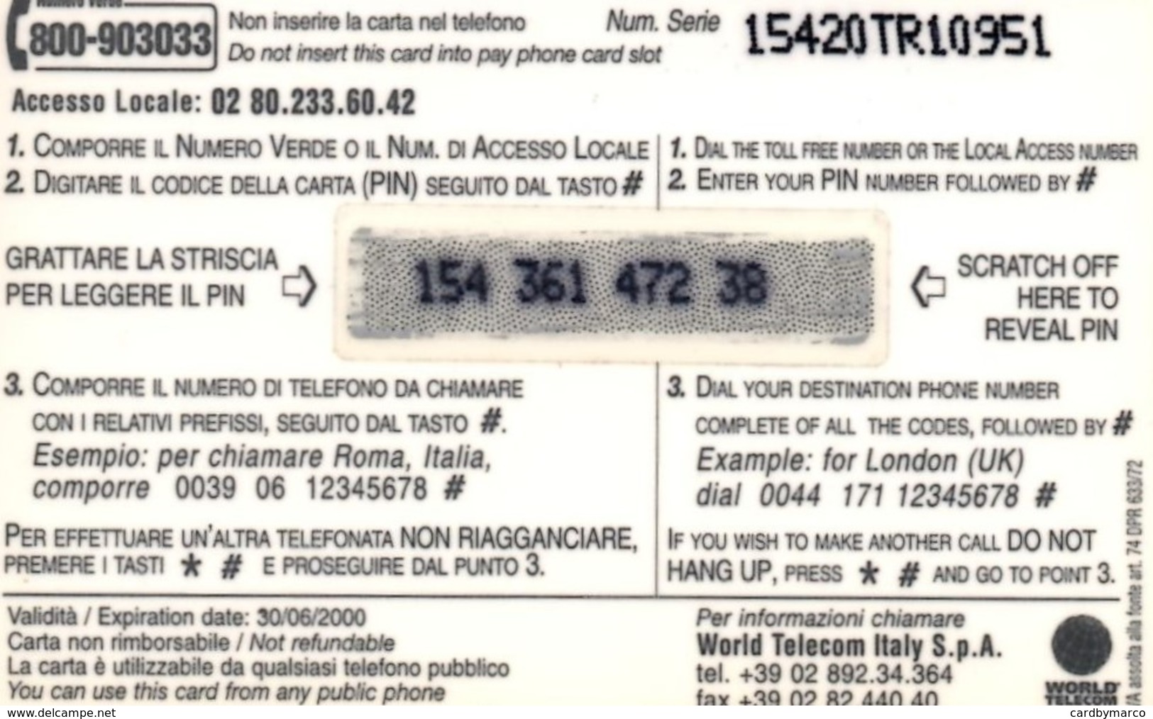 *ITALIA* - WTI CARD (PIETA' DI MICHELANGELO) - Scheda Usata - Schede GSM, Prepagate & Ricariche