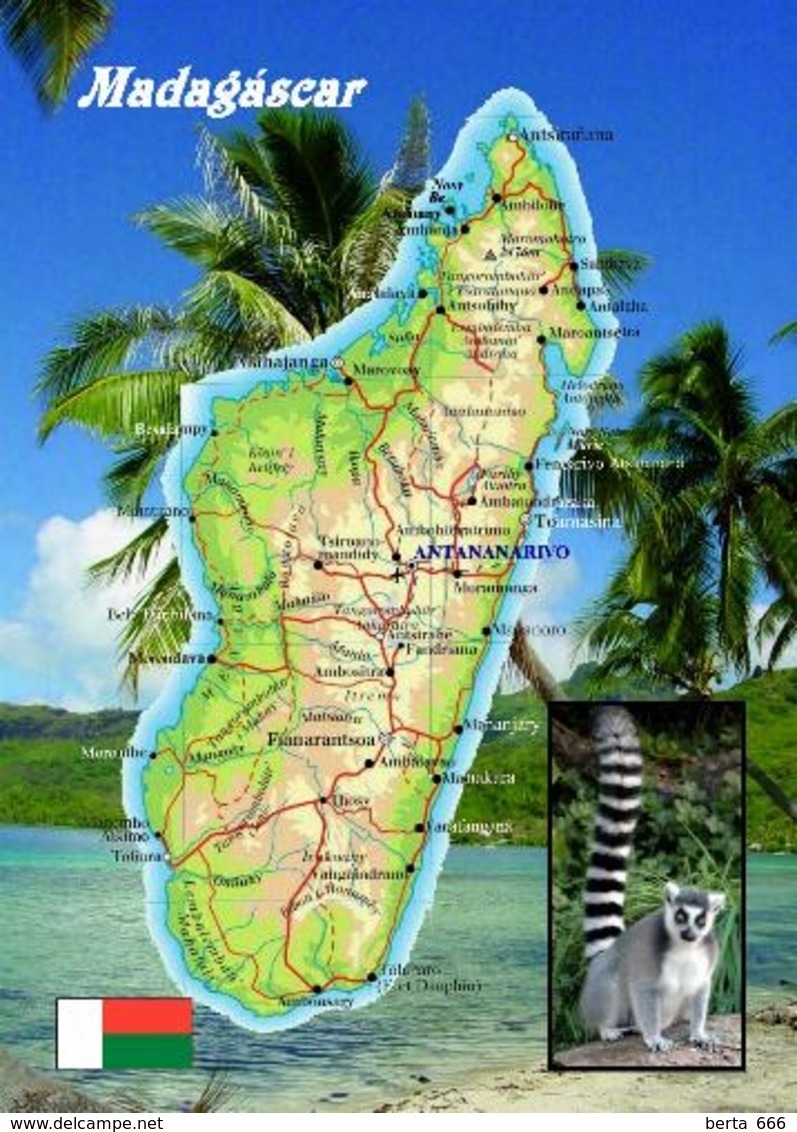 Madagascar Country Map New Postcard Madagaskar Landkarte AK - Madagaskar