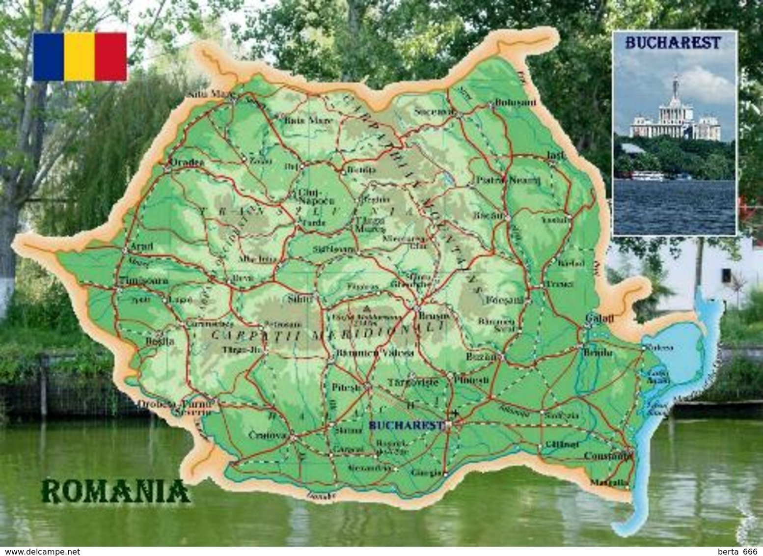 Romania Country Map New Postcard Rumänien Landkarte AK - Rumänien