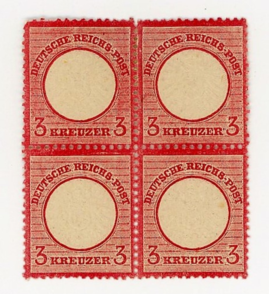 GERMANIA- IMPERO- QUARTINA AQUILA IN RILIEVO SCUDO GRANDE-3 KREUZER- Y&T 22  NUOVO **/*  (13/17) - Neufs