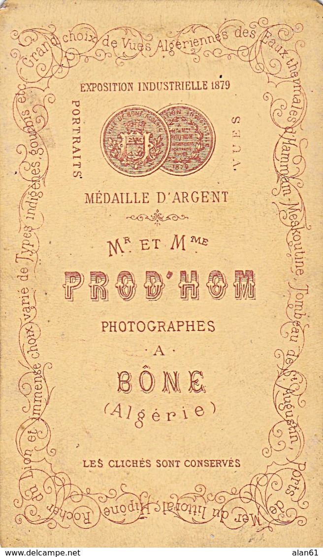 PHOTO CDV 19 EME MILITAIRE SOLDAT  8 SUR LE COL CABINET PROD' HOM  à BONE ALGERIE - Guerra, Militares