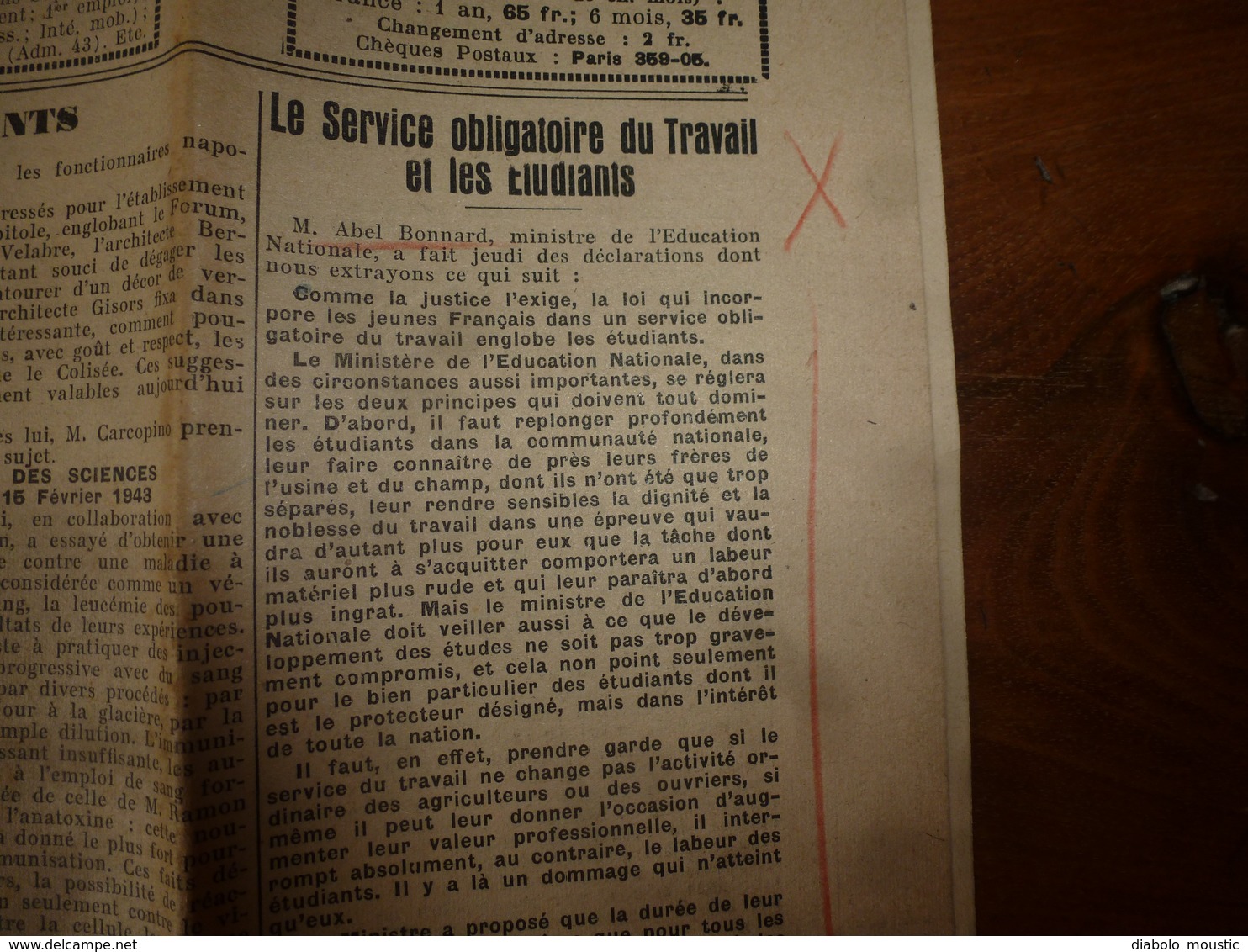 20 Fev 1943 INFO-UNI: Fête Du Bloc ETP Au Val De Grâce;Service Obligatoire Du Travail Et Les étudiants;PATRIOTISME; Etc - Other & Unclassified