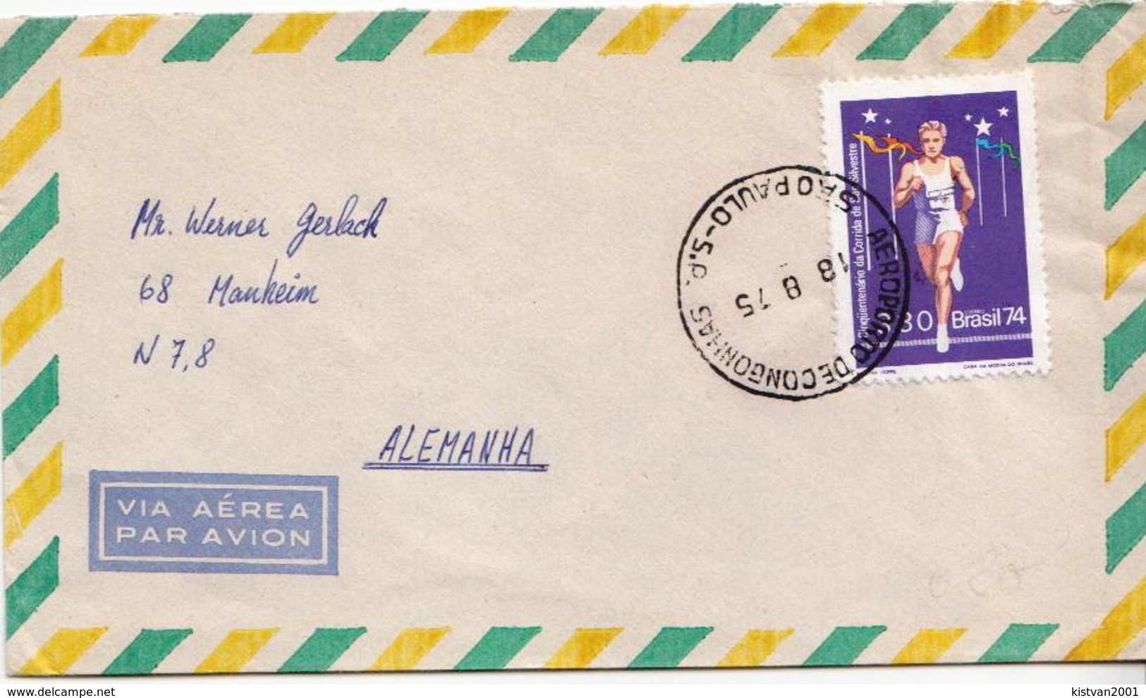 Postal History Cover: Brazil Stamp On Cover - Athletics