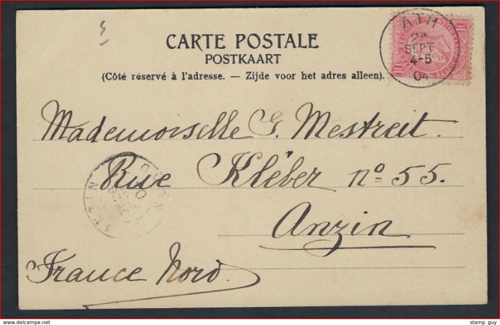 Postkaart Ath - Incendie De L ' Eglise En 1817 - Edit. Nels Série 78 N° 52 Met Zegel Nr. 58 ; Staat Zie 2 Scans ! - 1893-1900 Fine Barbe
