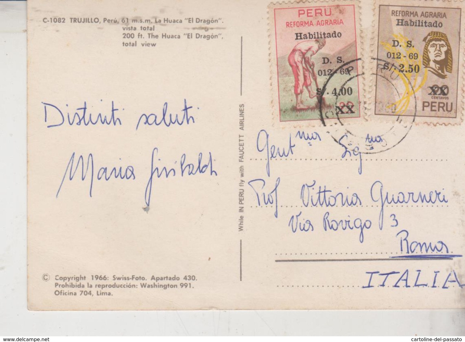 Storia Postale Francobollo Commemorativo PERU' - Perù