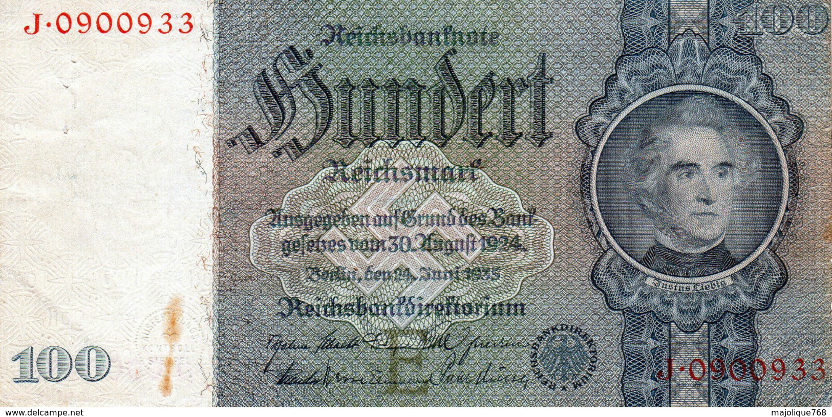 Billet De 100 Reichsmark Du 24 Juin 1935 - - 100 Reichsmark