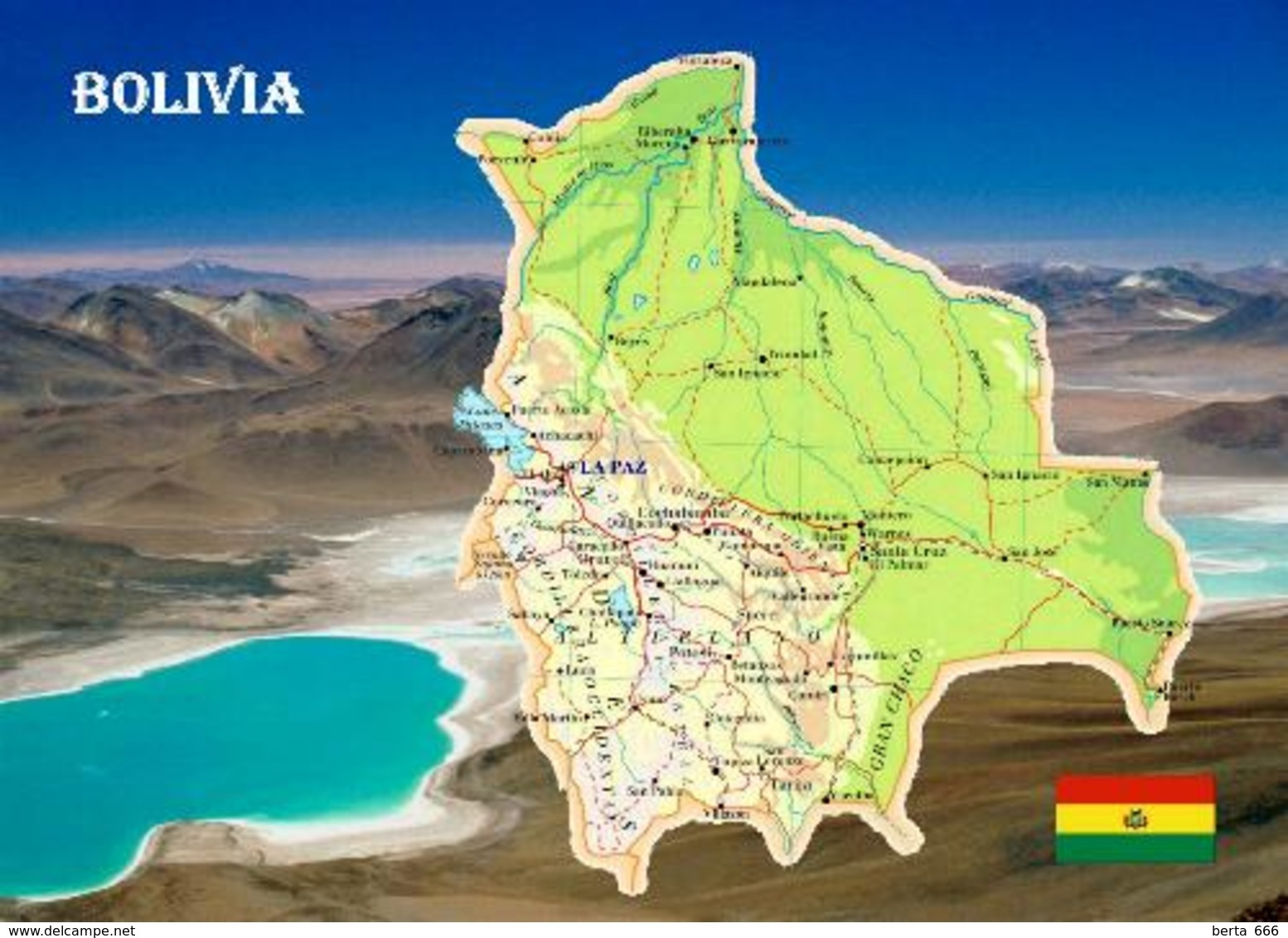 Bolivia Country Map New Postcard Bolivien Landkarte AK - Bolivien