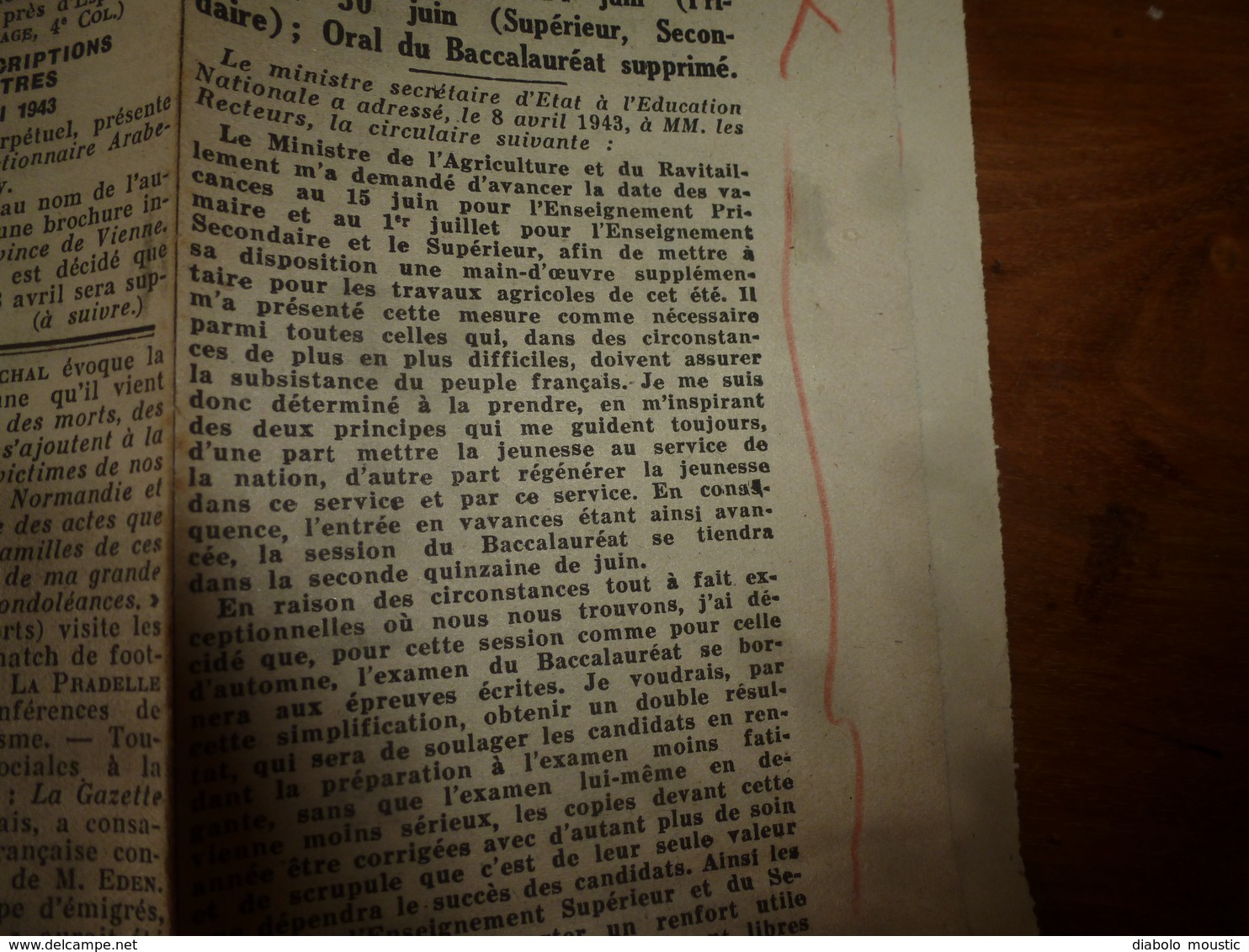 10 Avr 1943 INFO-UNI: Aidez Aux Travaux Des Champs! ; Croyez-vous Que Je Ne Porte Pas Mon Fardeau ; Paroles Du CHEF;etc - Other & Unclassified