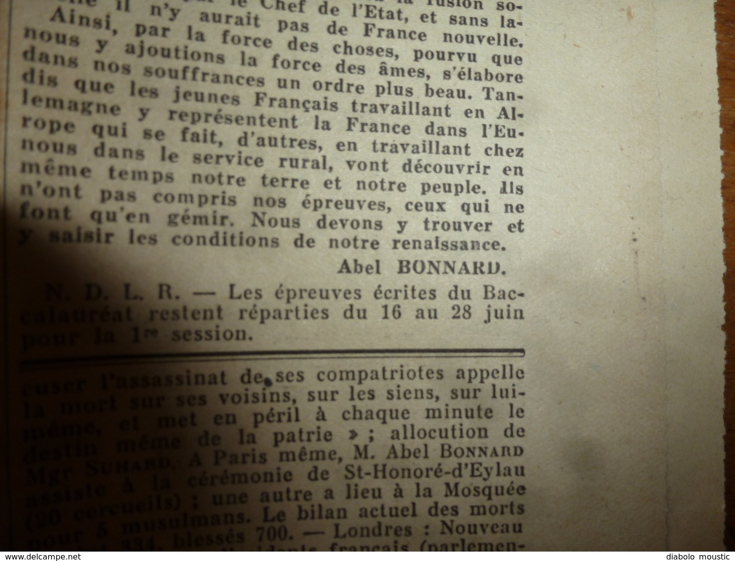 10 Avr 1943 INFO-UNI: Aidez Aux Travaux Des Champs! ; Croyez-vous Que Je Ne Porte Pas Mon Fardeau ; Paroles Du CHEF;etc - Other & Unclassified