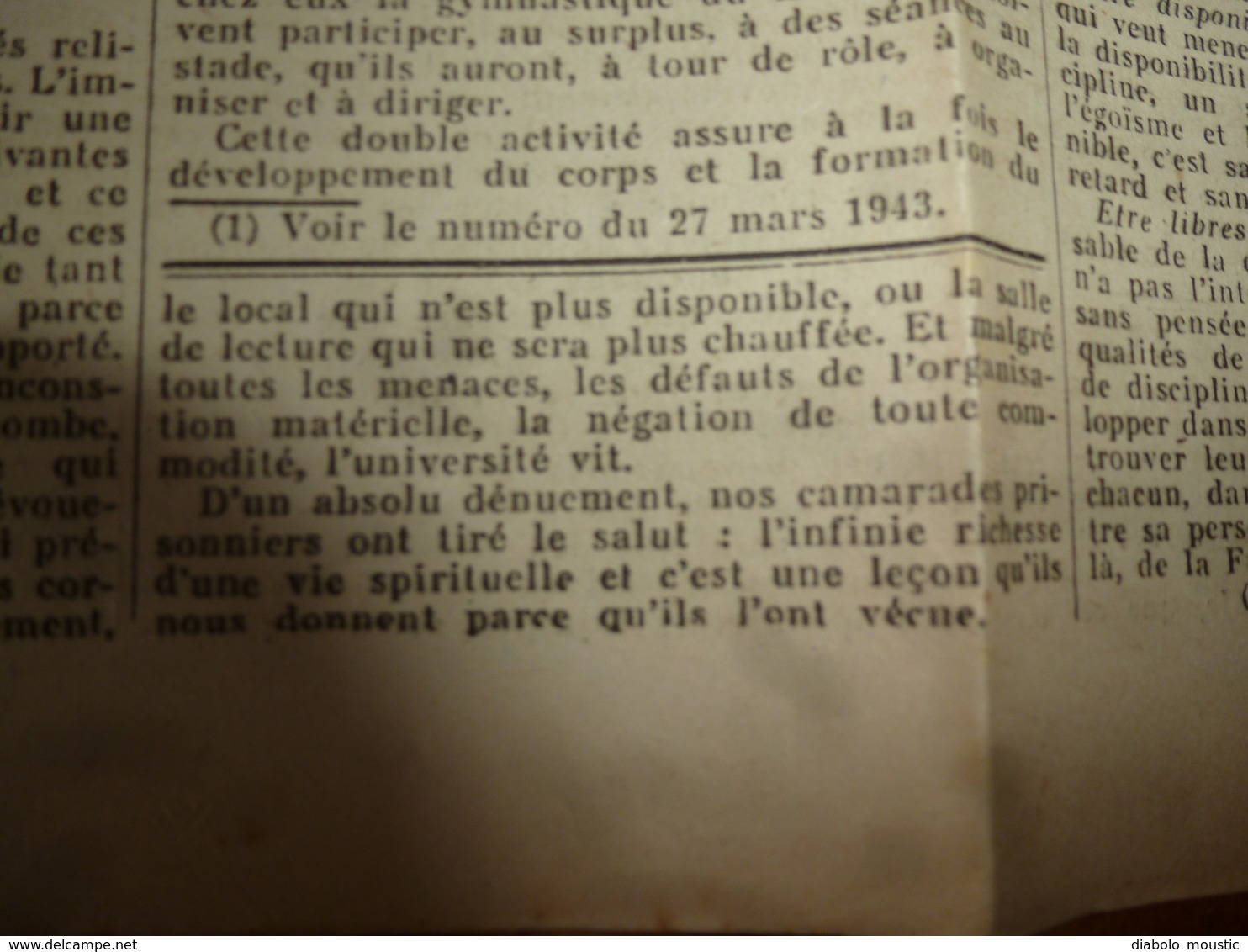 10 avr 1943 INFO-UNI: Aidez aux travaux des champs! ; Croyez-vous que je ne porte pas mon fardeau ; Paroles du CHEF;etc