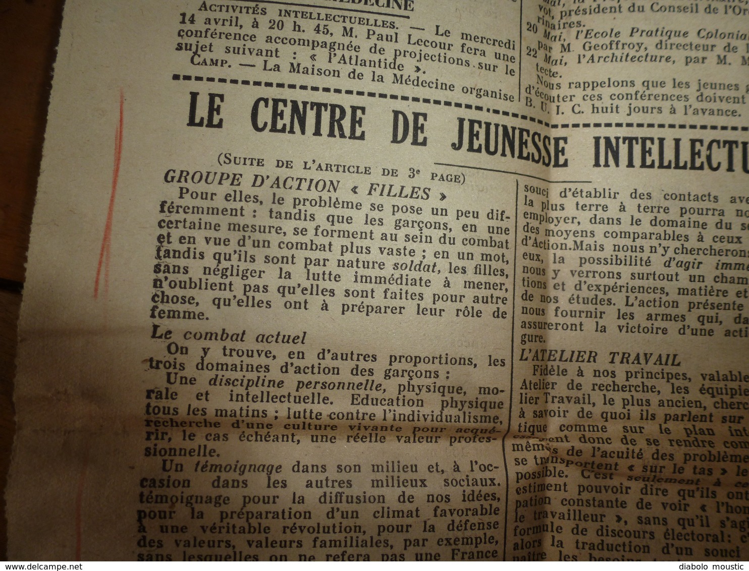 10 avr 1943 INFO-UNI: Aidez aux travaux des champs! ; Croyez-vous que je ne porte pas mon fardeau ; Paroles du CHEF;etc