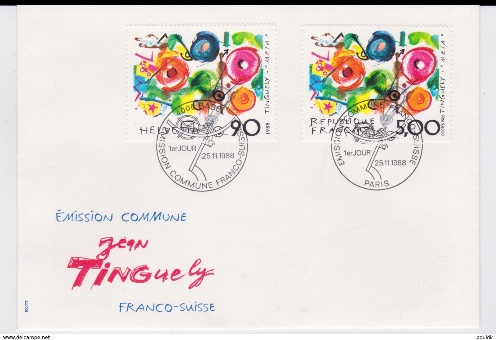 France & Switzerland FDC 1988 Jean Tinguely (G68-1) - Joint Issues