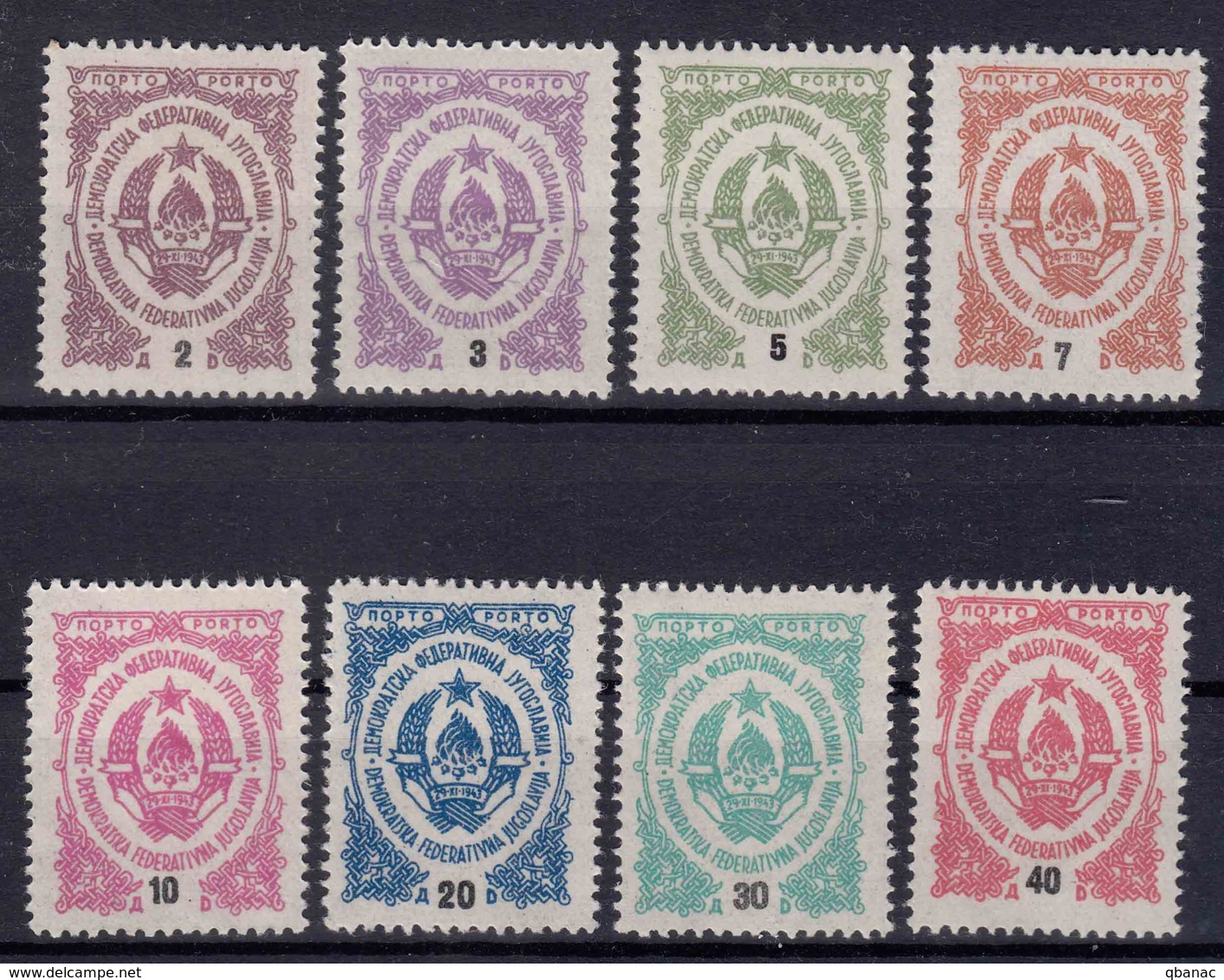 Yugoslavia Republic 1945 Porto Mi#76-83 Mint Never Hinged - Ungebraucht