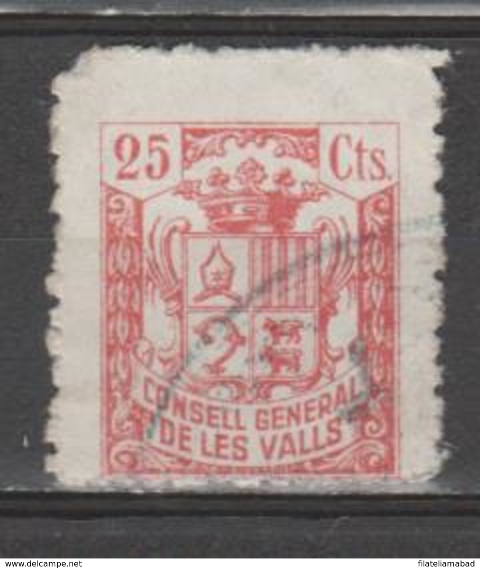 ANDORRA CONSELL GENERAL DE LES VALLS 25 Cts. USADO   (S.29) - Used Stamps