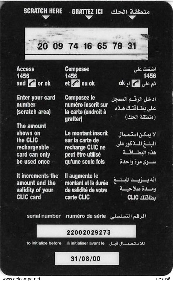 Lebanon - Clic De Cellis - Family, Exp. 31.08.2000, Prepaid 22$, Used - Liban