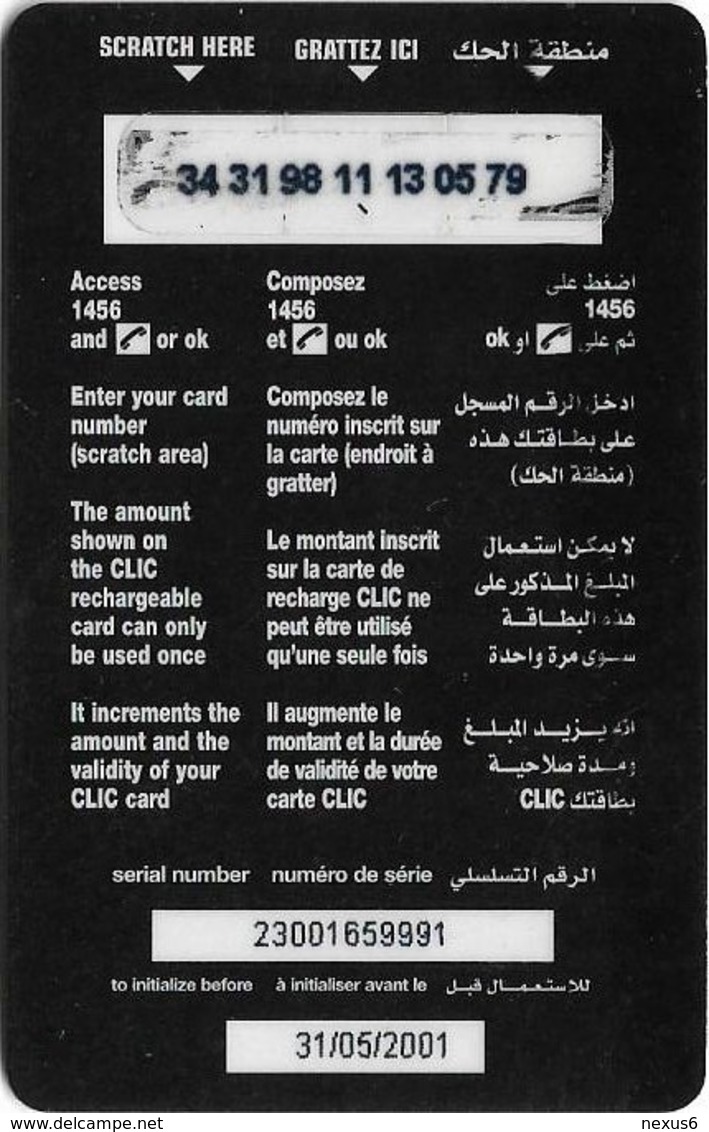 Lebanon - Clic De Cellis - Family, Exp. 31.05.2001, Prepaid 33$, Used - Libanon