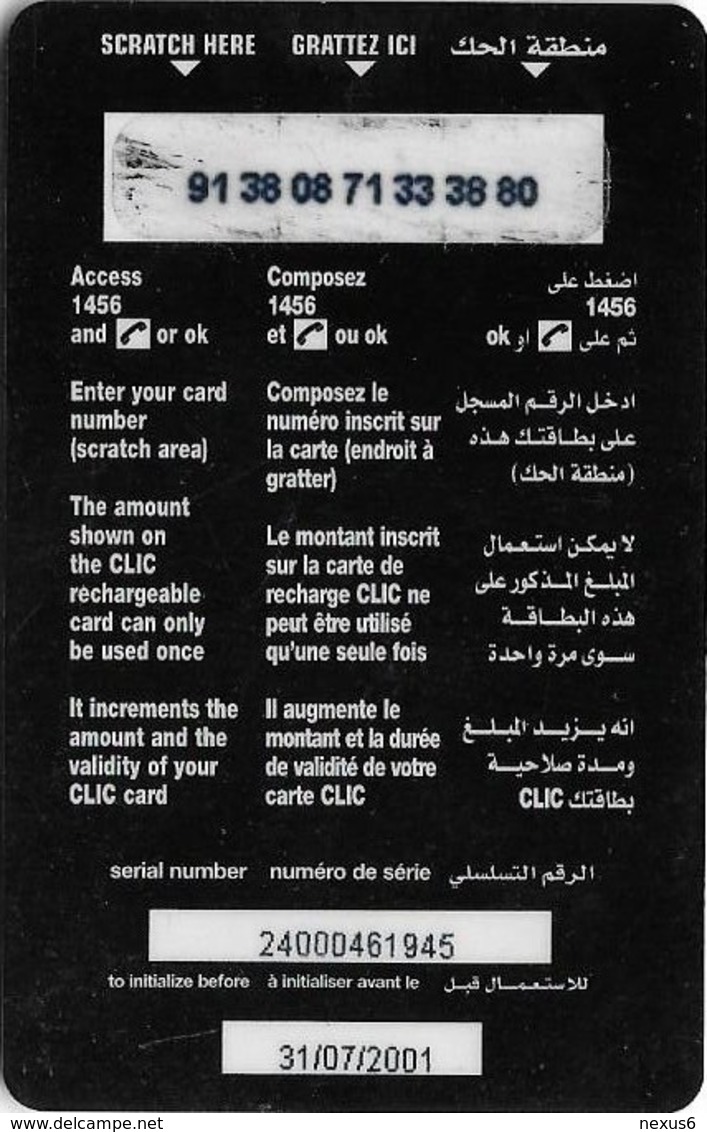 Lebanon - Clic De Cellis - Family, Exp. 31.07.2001, Prepaid 44$, Used - Liban