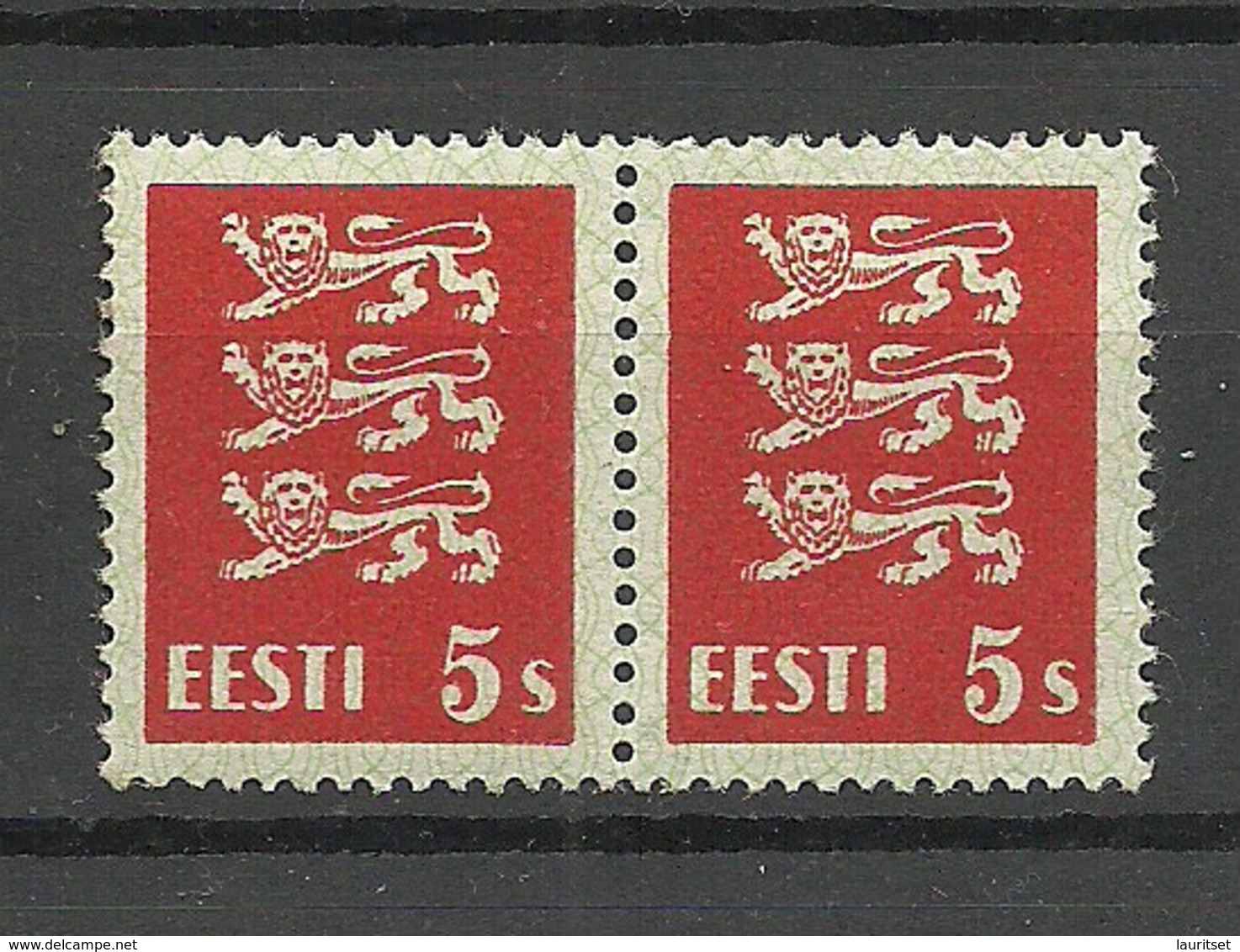 ESTLAND Estonia 1928 Michel 77 Thin Paper Type Dünne Papiersorte As A Pair MNH - Estland