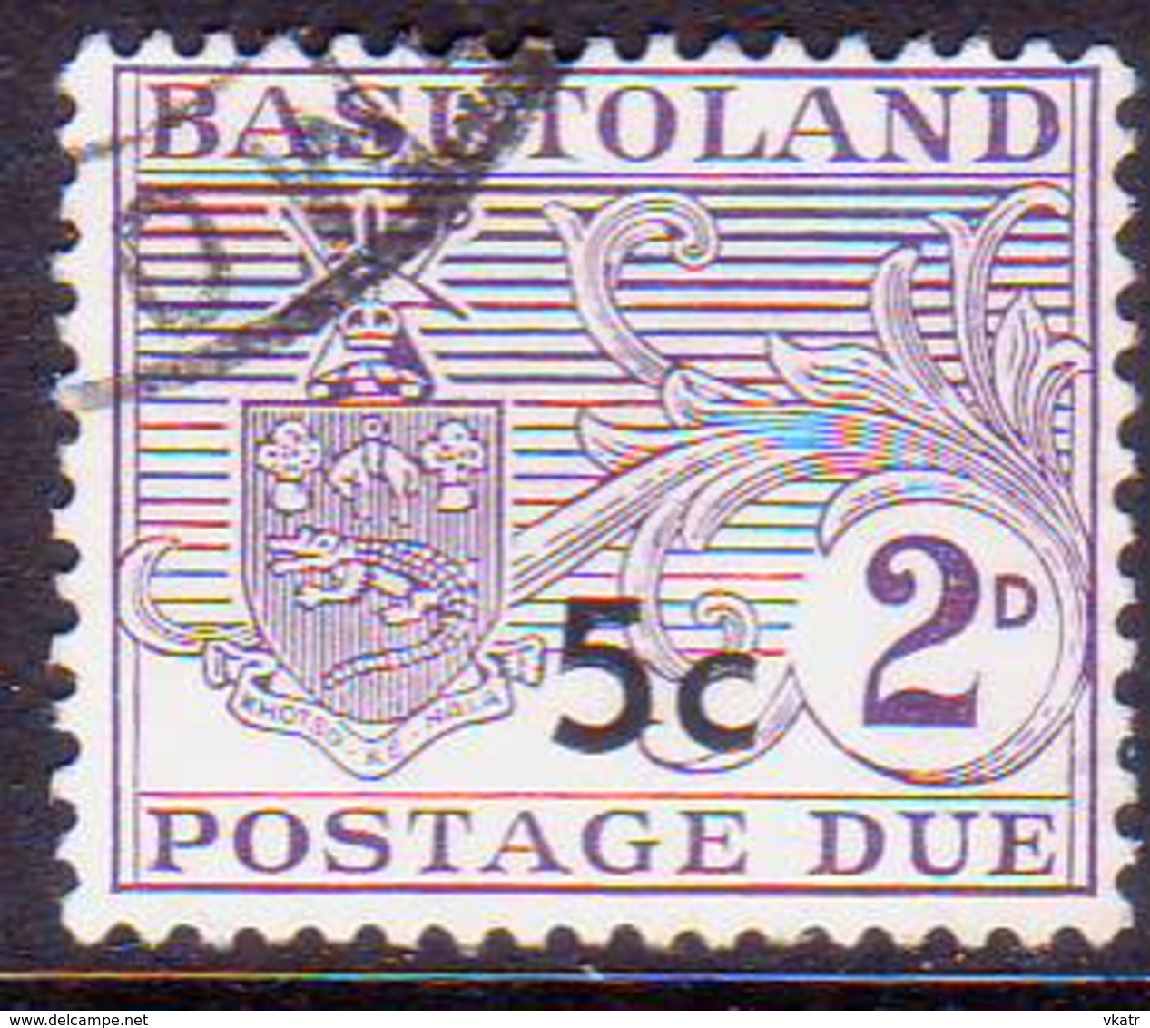 1961 BASUTOLAND SG D7a 5c On 2d Postage Due Used Type II CV £60 - 1933-1964 Crown Colony