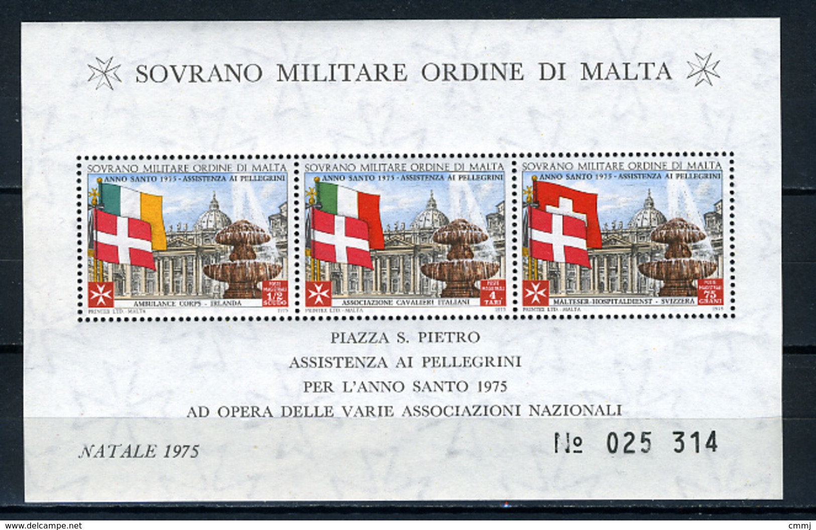 1975 - S.M.O.M. - Sovrano Militare Ordine Di Malta - Catg. Unif. BF 9 - Mint - NH - (VS10022015...) - Malte (Ordre De)