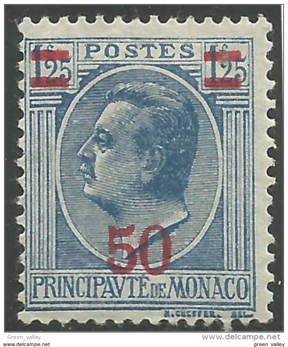 630 Monaco YT 108 Prince Louis II 50c Sur 1f25 MH * Neuf (MON-83) - Oblitérés