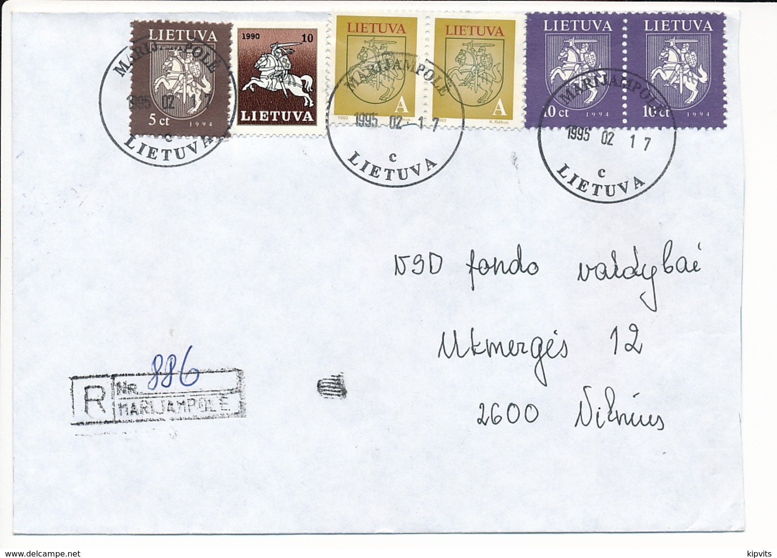 Registered Commercial Cover - 17 February 1995 Marijampolė - Lituania