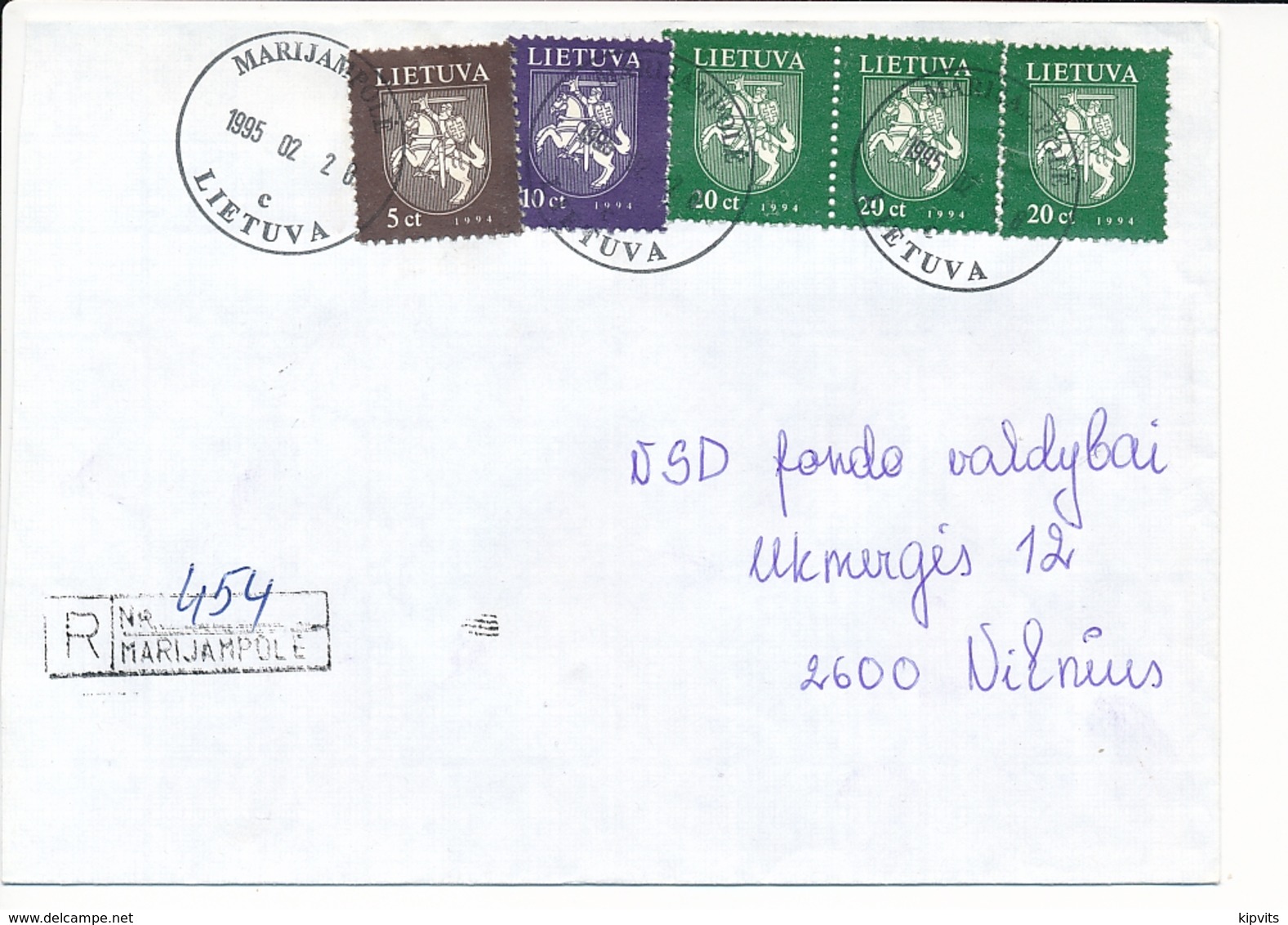 Registered Commercial Cover - 20 February 1995 Marijampolė - Lituania
