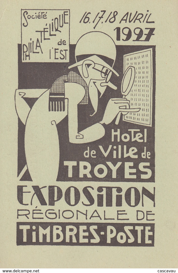 Carte   FRANCE  Exposition  Philatélique   TROYES   1927 - Expositions Philatéliques