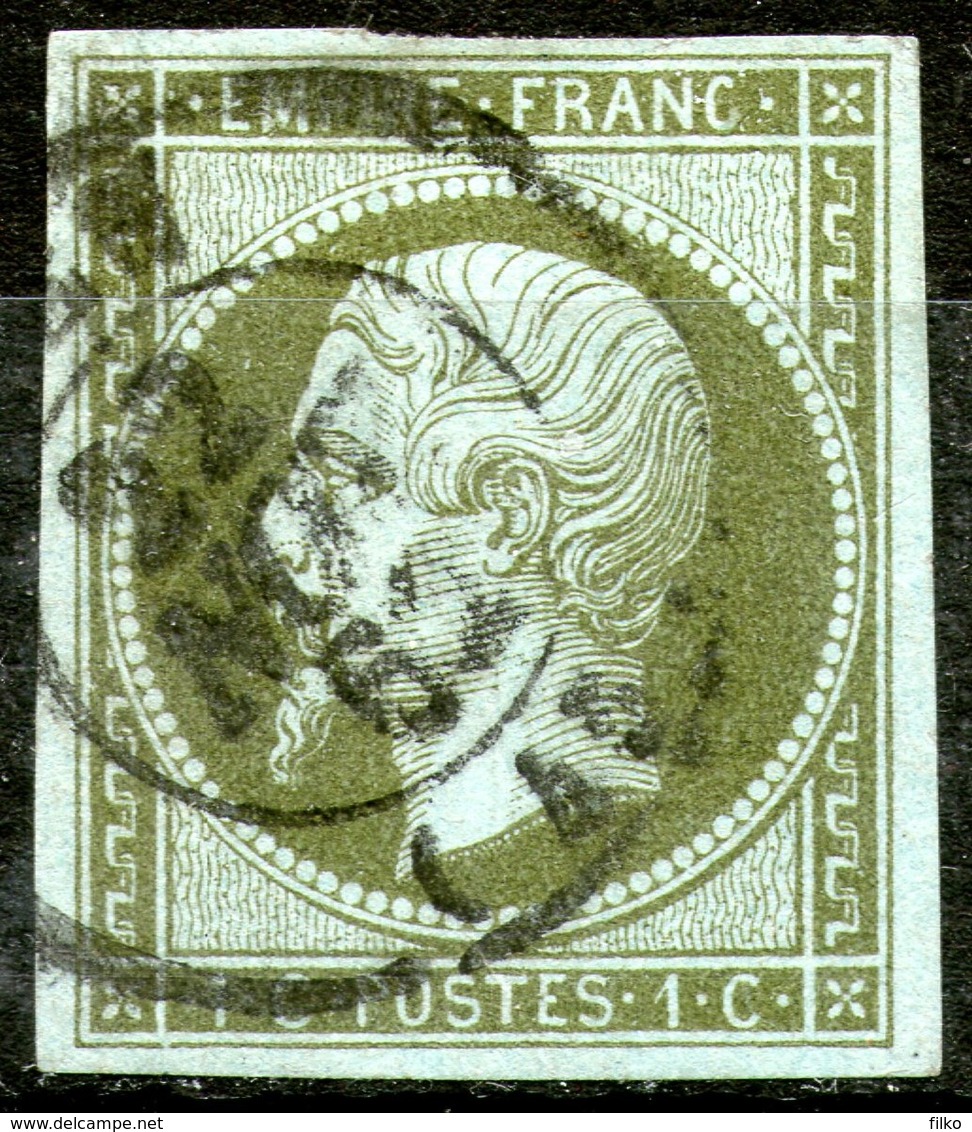 France,1c,Y&T#13a,cancell:La Ferte-St.Aubin(Loriet)(43),22.11.1862,as Scan - 1853-1860 Napoleon III