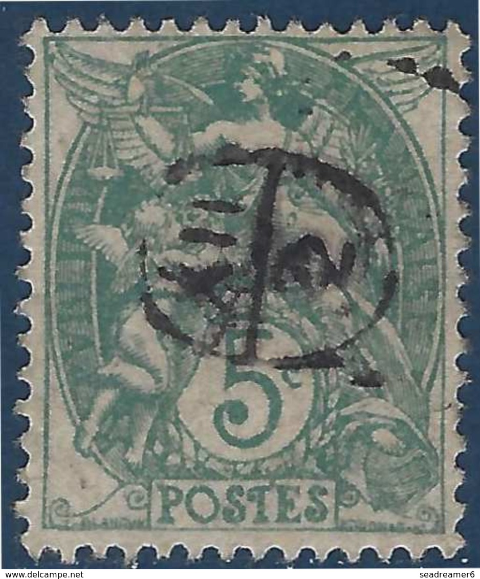 France Blanc N°111 5c Vert Oblitéré Du Cachet à Main De Facteur 12/2 Rond - 1903-60 Semeuse Lignée