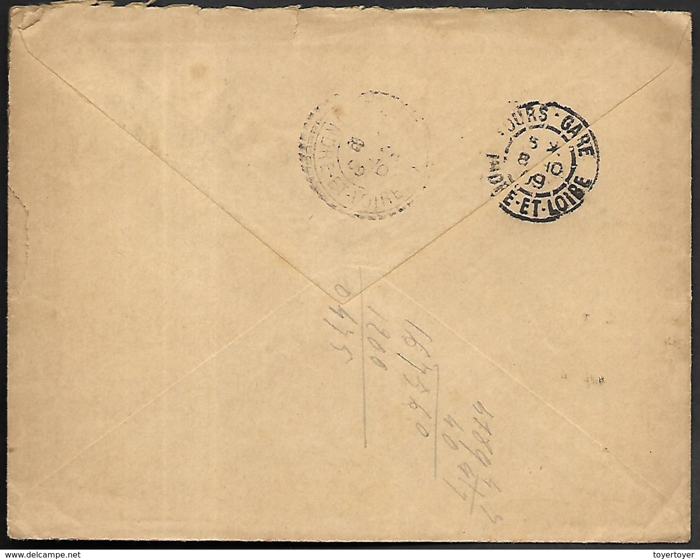 LF C39  Enveloppe De 1909 De Tours Timbre N°138 - 1921-1960: Période Moderne