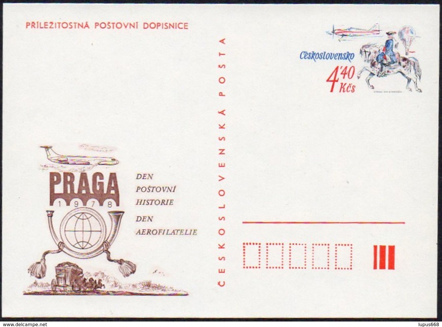 Tschechoslowakei 1978 Sonderpostcarte / Special Entire Card ; Briefmarkenausstellung PRAGA 1978 - Omslagen