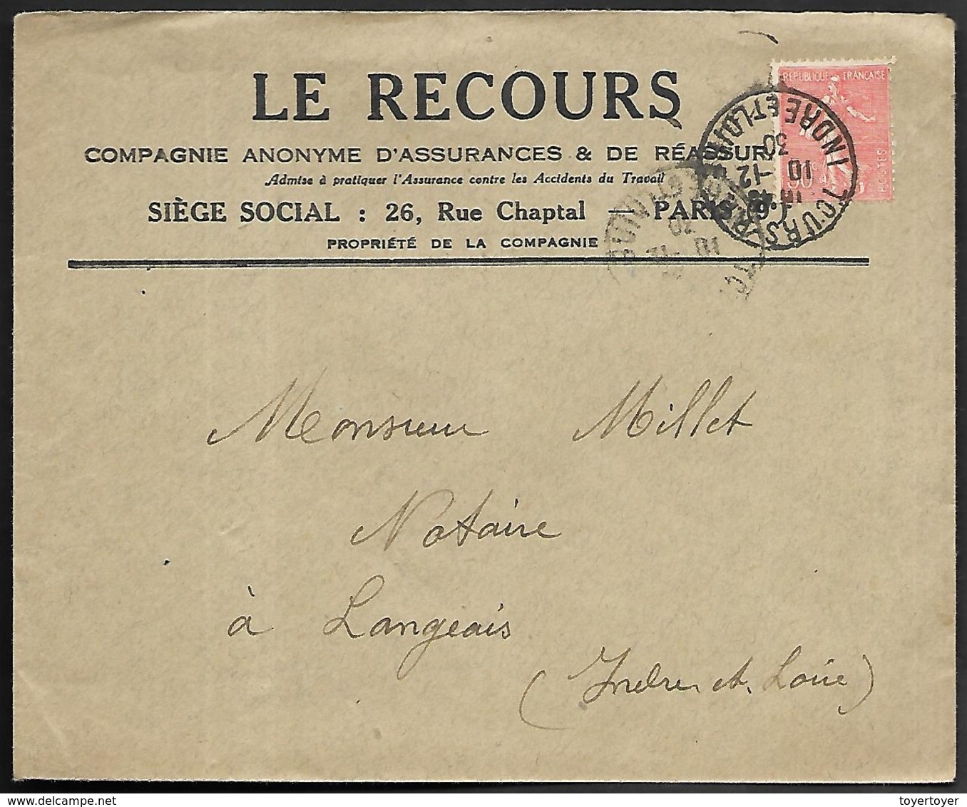 LF C41  Enveloppe De 1930 De Tours Timbre N°199 - 1921-1960: Période Moderne