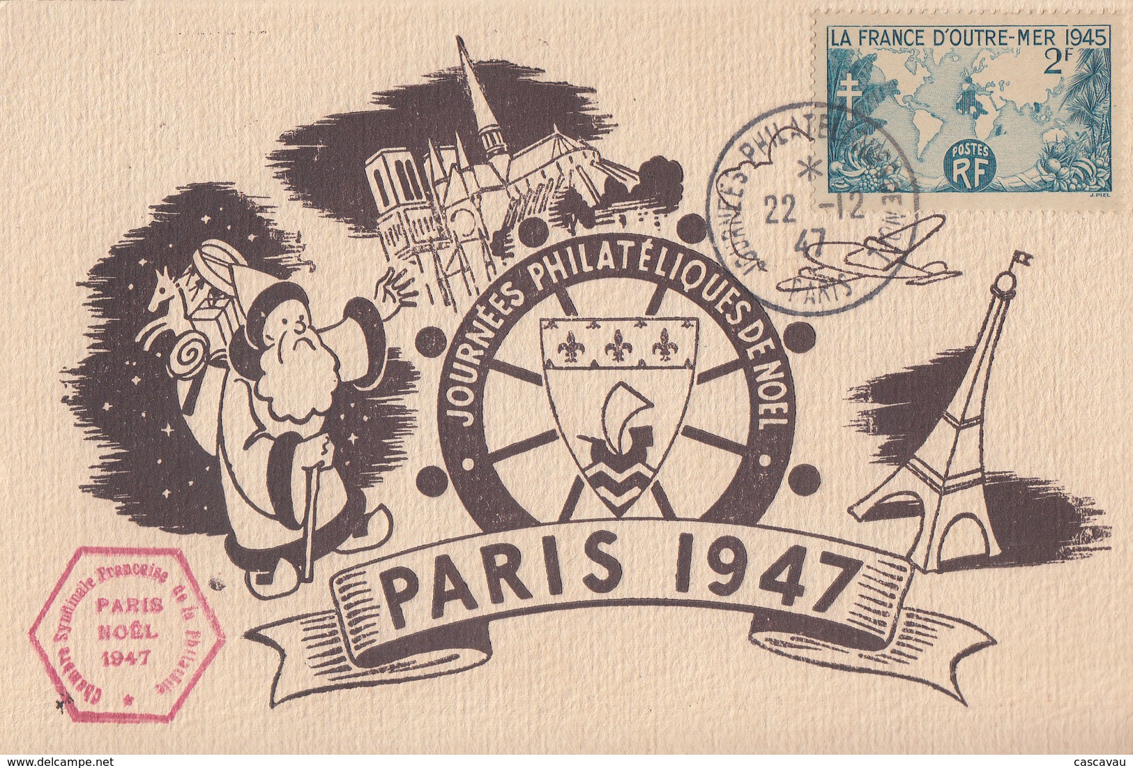 Carte   FRANCE   Journées   Philatéliques   De   NOËL    PARIS   1947 - Esposizioni Filateliche