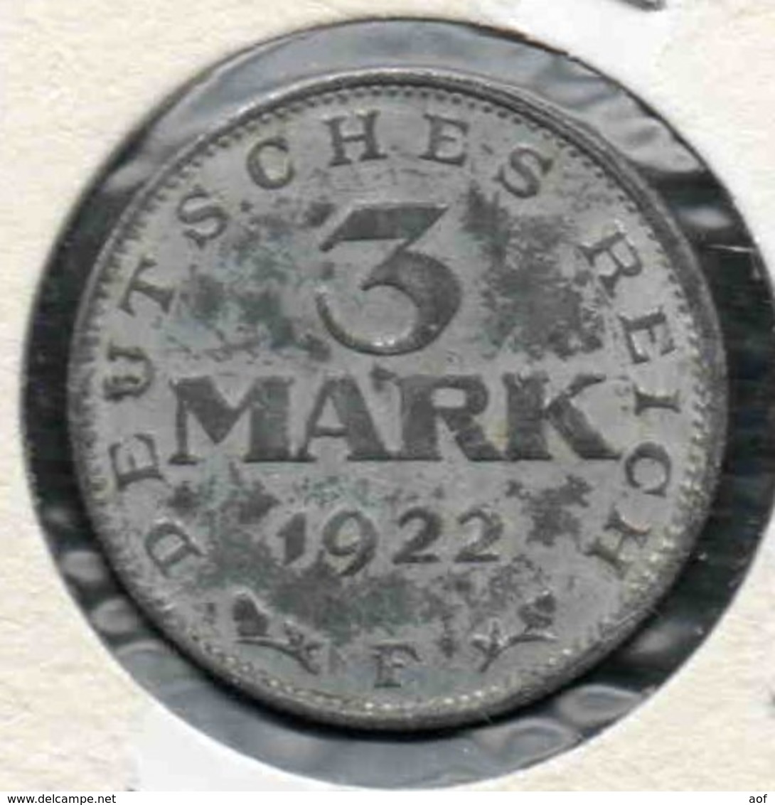 3 Marks 1922 F - 3 Mark & 3 Reichsmark