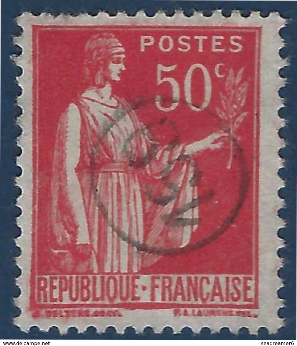 France Paix N°283 50c Rouge Oblitéré Du Cachet à Main De Facteur 159 Rond RR - 1932-39 Vrede